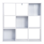HOMCOM Weißes Bücherregal für Zuhause und Büro, Modernes Regal mit 9 Holzfächern, 91x29,5x91cm