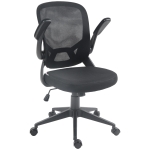 HOMCOM Ergonomischer Bürostuhl mit Höhenverstellung, Klappbaren Armlehnen und Netzstoff, Schwarz