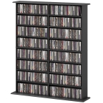 HOMCOM Mobiles CD-Regal mit 16 Regalen im modernen Design aus Holz, 106,5x24x123,7 cm, Schwarz