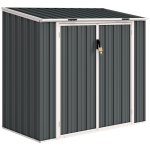 Outsunny 5ft x 3ft Garden 2-Bin Steel Storage Shed, Double Rubbish Storage Shed, Hide Dustbin w/ Locking Doors and Openable Lid