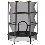 HOMCOM Trampoline Enfant Ø 1,63 × 1,9H m Filet de sécurité Porte zipée Couvre-Ressorts 6 poteaux rembourrés Inclus Noir