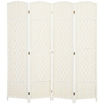 HOMCOM Kamerscherm, 4-delig vouwbaar scherm, Vlechtpatroon, Dennenhout, Wit