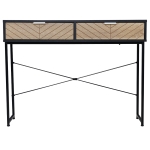 HOMCOM Mesa de Consola Estrecha con 2 Cajones Diseño de Líneas Talladas Estilo Moderna Negro y Roble
