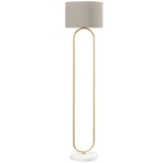 HOMCOM Lampadar Modern cu Abajur din Țesătură, Tub Dublu Metalic și Comutator cu Pedală, Auriu