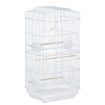 PawHut Jaula para Pájaros Pajarera de Metal con 4 Comederos 3 Perchas Columpio y Bandeja Extraíble 46,5x35,5x92 cm Blanco