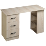 HOMCOM Bureau 120 x 50 cm avec étagères et tiroirs, pour petit espace, bureau à domicile, chambre à coucher, couleur bois