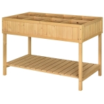 Outsunny Verhoogd Bed 8 Compartimenten Plantentafel Bloembak Sparrenhout 1 Plank + Afvoer