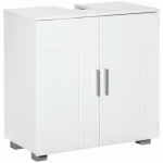 kleankin Mueble para Debajo del Lavabo Armario Baño de Suelo de Madera con 2 Puertas y Estante Ajustable Interior Moderno 60x30x60 cm Blanco