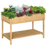 Outsunny Verhoogd Bed 8 Compartimenten Plantentafel Bloembak Sparrenhout 1 Plank + Afvoer