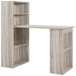 HOMCOM 120cm Computer Desk, Wooden PC Laptop Table with 6-Tier Storage Bookshelves, Home Office Working Study Desk, Writing Workstation, Grey