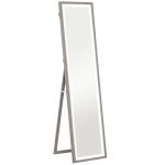 HOMCOM Grand miroir pleine longueur, miroir mural ou sur pied rectangulaire, 40 x 160 cm avec éclairage LED 3 couleurs, gris