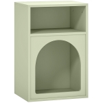 HOMCOM Mesa de Cabeceira Moderna Mesa de Cabeceira Estreita com 2 Compartimentos Abertos Desenho em Forma de Arco 40x30x60 cm Verde
