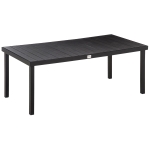 Outsunny Mesa de Comedor Exterior 190x90x74 cm con Encimera de Listones y Estructura de Aluminio para Terraza Balcón Negro