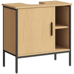 HOMCOM Mueble bajo Lavabo con Puerta y Estante Ajustable para Lavabo con Pedestal 60x30x59,5 cm Roble