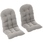 Outsunny Lot de 2 coussin de siège pour chaise Adirondack avec attaches sécurisées, design capitonné doux et épais, gris clair