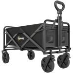 Outsunny Folding Steel Frame Garden Storage Cart, with Wheels and Handle - Black