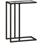 HOMCOM Măsuță de Cafea din Sticlă și Oțel în Formă de C, 46x25x63,5 cm, Negru