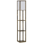 HOMCOM 3-Tier Floor Lamp, Floor Light with Storage Shelf, Reading Standing Lamp with Acrylic Shade for Living Room, Bedroom, Kitchen, Dining Room, Office, Dorm, 160cm, Brown