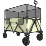 Outsunny Folding Garden Trolley, 180L Wagon Cart with Extendable Side Walls, for Beach, Camping, Festival, Green