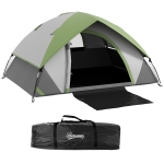 Outsunny Tenda da Campeggio 2 Posti con Finestra a Rete, in Poliestere, Fibra di Vetro e PE, 210x150x110 cm, Grigio e Verde