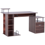 HOMCOM Mesa para Computador 120cm Secretária para Escritório com Múltiplas Prateleiras Gavetas Bandeja de Teclado Suporte para Monitor Impressora e CPU 152x60x88cm Marrom