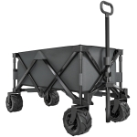 Outsunny Carrinho de Transporte Dobrável com Rodas Giratórias 360° e Guiador Ajustável 59-89 cm para Campismo Praia 108x55x61-91 cm Cinza Escuro