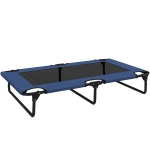 PawHut Lit surélevé pour chiens pliable rafraîchissant, lit de camp pour animaux en maille respirante 107x61x20cm bleu foncé