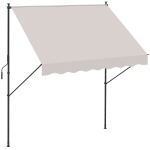 Outsunny Toldo Manual Retrátil Ajustável 200x170x200-290 cm com Manivela Proteção Solar UV40+ para Varanda Jardim Creme