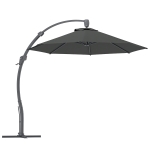 Outsunny 3(m) Garden Cantilever Parasol, Round Overhanging Umbrella with Crank Handle, Cross Base, Aluminium Frame and 360° Rotation, Banana Patio Umbrella for Outdoor Sun Shade, Grey