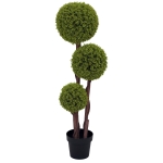 HOMCOM Plantă Artificială de Buxus cu 3 Sfere, Ghiveci Inclus și Bază Întărită, Ø19,5x115 cm, Verde