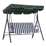 Outsunny Balancelle de jardin 3 places toit inclinaison réglable coussins assise et dossier acier noir polyester vert
