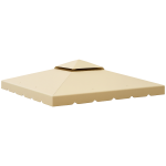 Outsunny Techo de Repuesto para Cenador 3x3 m Cubierta de Repuesto con Doble Techo y 8 Orificios de Drenaje Beige