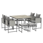 Outsunny Nine-Piece Steel Frame Garden Dining Set - Grey