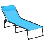 Outsunny Tumbona Plegable, Tumbona Jardín Exterior Reclinable 4 Posiciones con Reposacabezas y Marco de Acero, Carga 120 kg, para Terraza, Piscina, Playa, 189x58x30 cm, Azul Claro