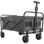 Outsunny 62L Festival Trolley on Wheels, Garden Folding Trolley Cart, 120kg Heavy Duty Collapsible Folding Wagon with Adjustable Handle and Carrying Bag for Beach, Camping, Festival, Grey