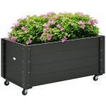 Outsunny Fioriera da Giardino con Foro di Drenaggio e Rotelle, in Legno di Abete, 89x48x47 cm, Nera