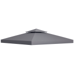 Outsunny 3(m) Gazebo Top Cover Double Tier Canopy Replacement Pavilion Roof Deep Grey