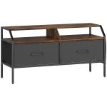 HOMCOM TV Stand Cabinet, TV Unit for 55-inch TVs with 2 Foldable Fabric Drawers, 5 Divided Side Pockets, Open Shelves, Console Table for Living Room, Bedroom, Entertainment Room, Rustic Brown