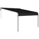 Outsunny Pergola Inclinata de 3 x 4m cu Copertina Retractabila si Manivela Manuala, Foisor de Gradina Montat pe Perete