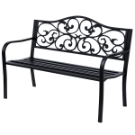 Outsunny Banc de jardin 3 places terrasse Style Cosy Chic 127L x 60l x 85H cm métal époxy anticorrosion Noir