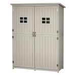 Outsunny Abri de Jardin en bois Armoire de Jardin dim. 127,5L x 50l x 164H cm 2 étagères 2 Portes 2 fenêtres Toit bitumé étanche Bois Massif Sapin pré-huilé Gris