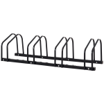HOMCOM Estacionamento para 4 Bicicletas Suporte de Aço para Estacionar Bicicletas no Chão para Interior e Exterior 110x33x27 cm Preto