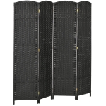 HOMCOM Biombo Separador de Ambientes de 4 Paneles Biombo Plegable 160x170 cm para Salón Dormitorio Oficina Negro