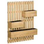 Outsunny Wall-mounted Wooden Garden Planters with Trellis, Drainage Holes and 3 Planter Boxes for Patio, Natural