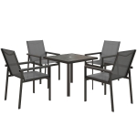 Outsunny Five-Piece Metal Dining Set, with Glass-Top Table - Grey