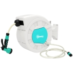 Outsunny Carretel de Mangueira para Jardim 20+2 m com 7 Bocais Função de Bloqueio Retorno Automático e Giro de 180° Cinza Claro