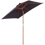 Outsunny Sombrilla de Jardín Rectangular 200x150x235 cm Inclinable con Anti-UV y Poste de Madera para Terraza Patio Gris Oscuro