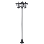 Outsunny Solar Gartenlaterne mit 3 flammig Laterne Mast aus Edelstahl Solarlaterne mit LED 120 Lumen 51,5x47x182,5cm Wegeleuchte IP44 für Garten Balkon Schwarz