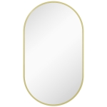 HOMCOM Miroir ovale mural cadre en aluminium style minimaliste montage vertical ou horizontal avec 3 crochets 40 x 70 cm doré