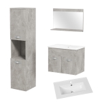 Kleankin Set Mobilier Baie – 3 Piese: Oglinda, Chiuveta, Dulap Depozitare